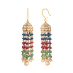 Mehr Multicoloured Polki Silver Jhumki