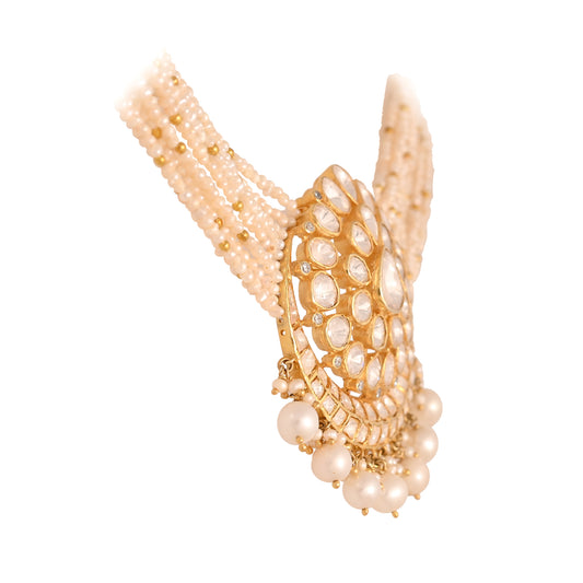 Noor Polki & Pearl Silver Choker Necklace