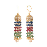 Mehr Multicoloured Polki Silver Jhumki