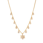 Noor Polki Flower Drop Chain Silver Necklace