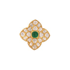 Floral Asymmetric Polki Silver Ring