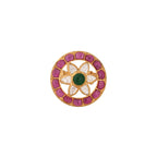Floral Round Polki Silver Ring