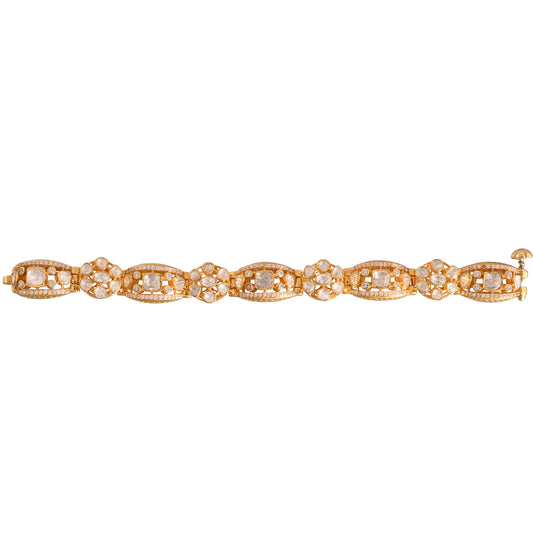 Noor Polki Silver Flexible Bangle