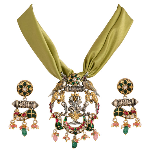 Lopa Fusion Motifs Silver Pendant Set