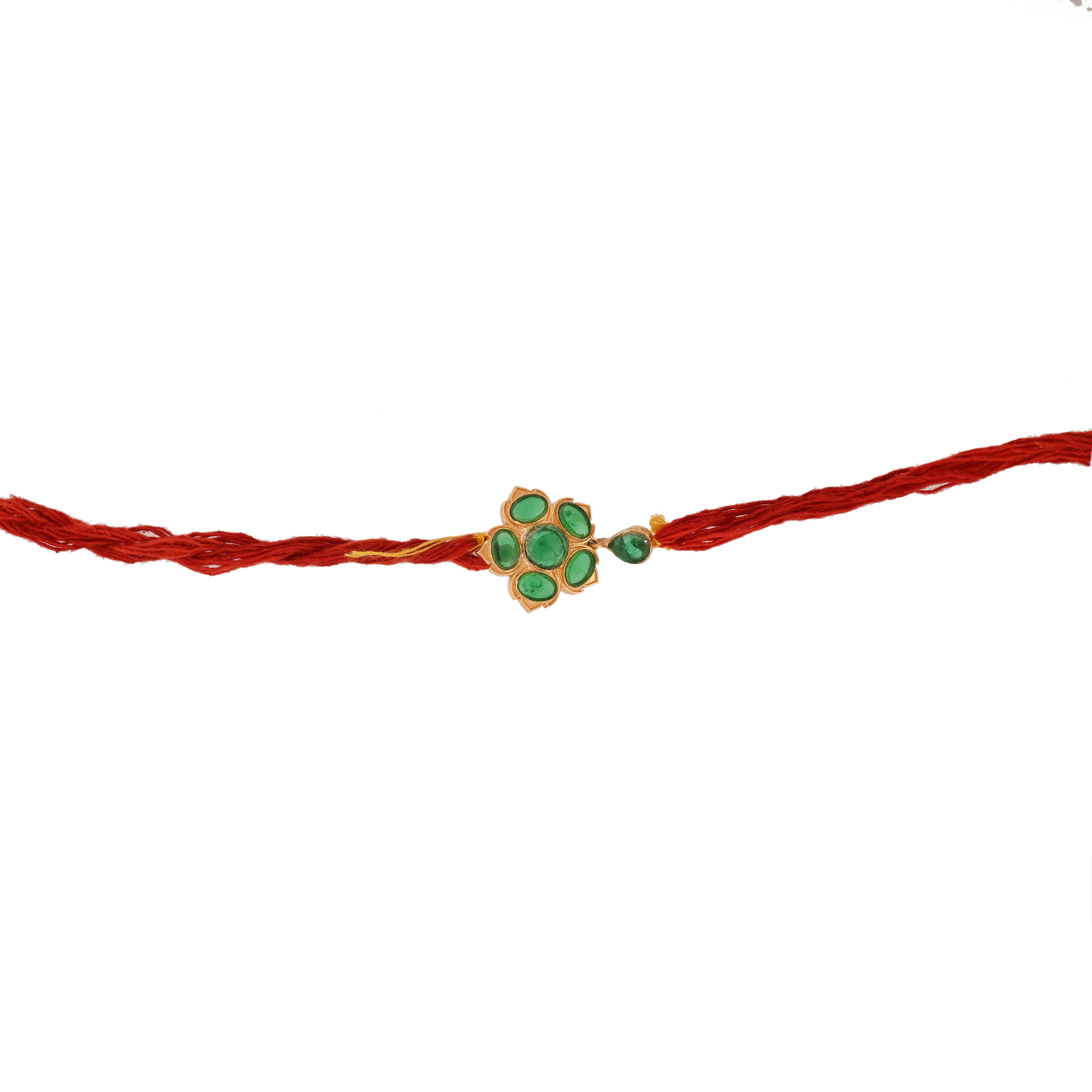 Floral Emerald Silver Rakhi