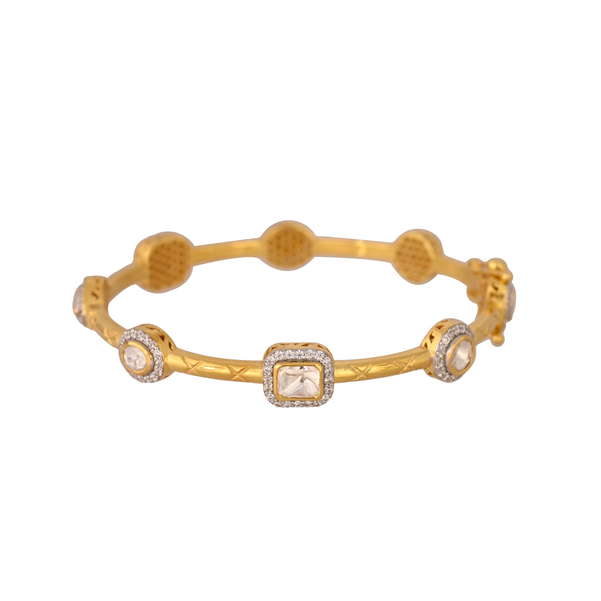 Noor Polki Silver Bangle