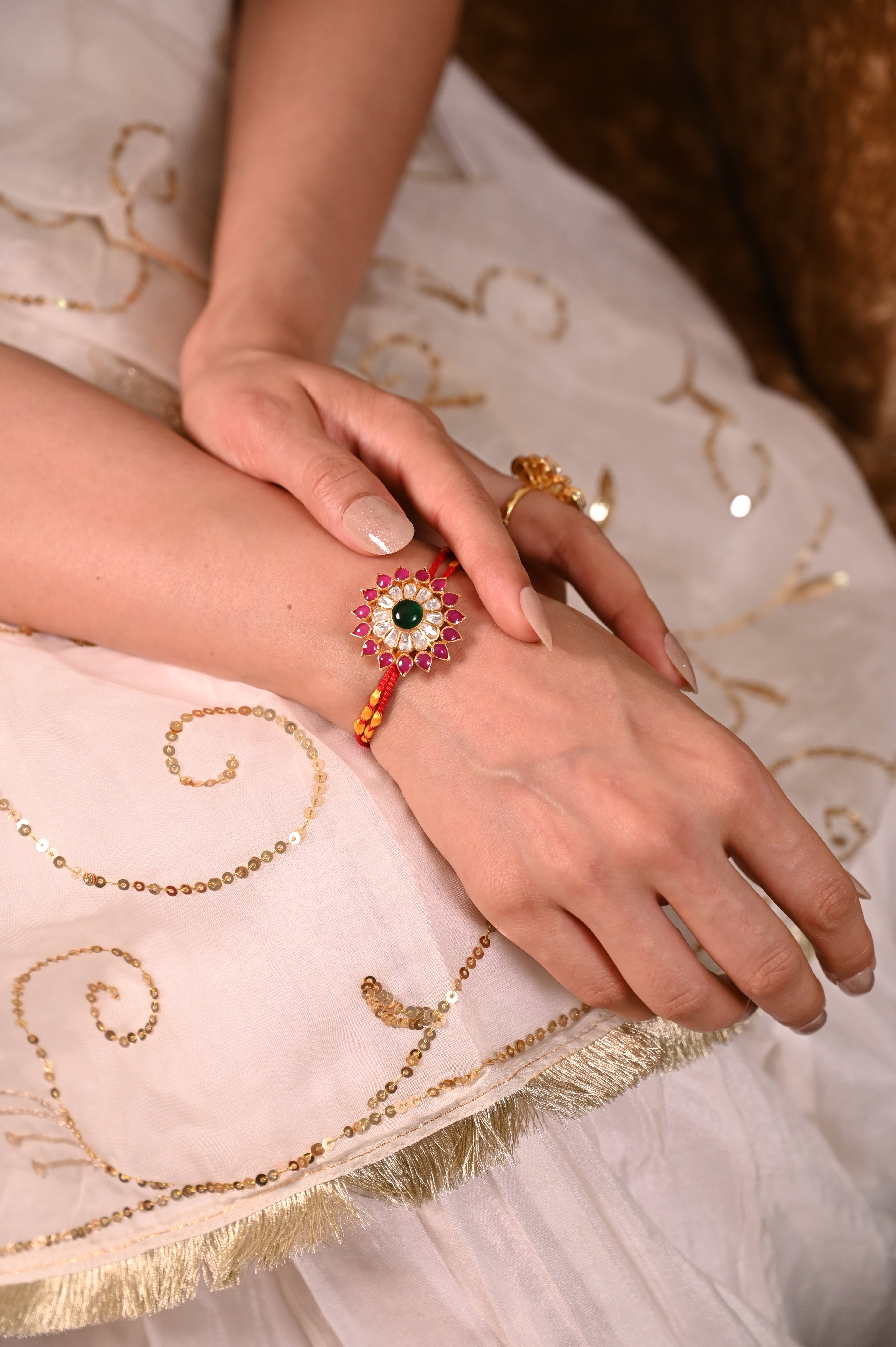 Floral Silver Rakhi