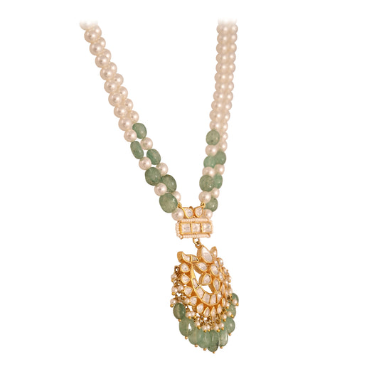 Gulnaar Emerald & Polki Silver Pearl Necklace