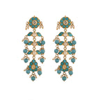 Gulnaar Turquoise Bloom Silver Chain Necklace Set