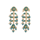 Gulnaar Turquoise Bloom Silver Chain Necklace Set