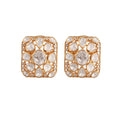 Noor Polki Rectangle Silver Stud Earrings