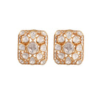 Noor Polki Rectangle Silver Stud Earrings