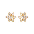 Noor Polki Flower Silver Stud Earrings