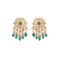 Emerald & Polki Silver Earrings