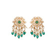 Emerald & Polki Silver Earrings