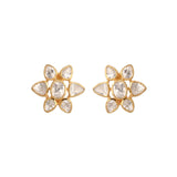 Noor Polki Flower Silver Stud Earrings