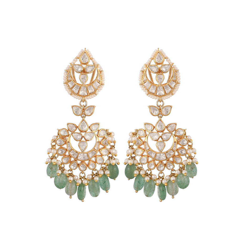 Gulnaar Ruby & Polki Silver Pearl Necklace Set