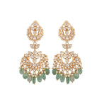 Gulnaar Emerald & Polki Silver Pearl Earrings
