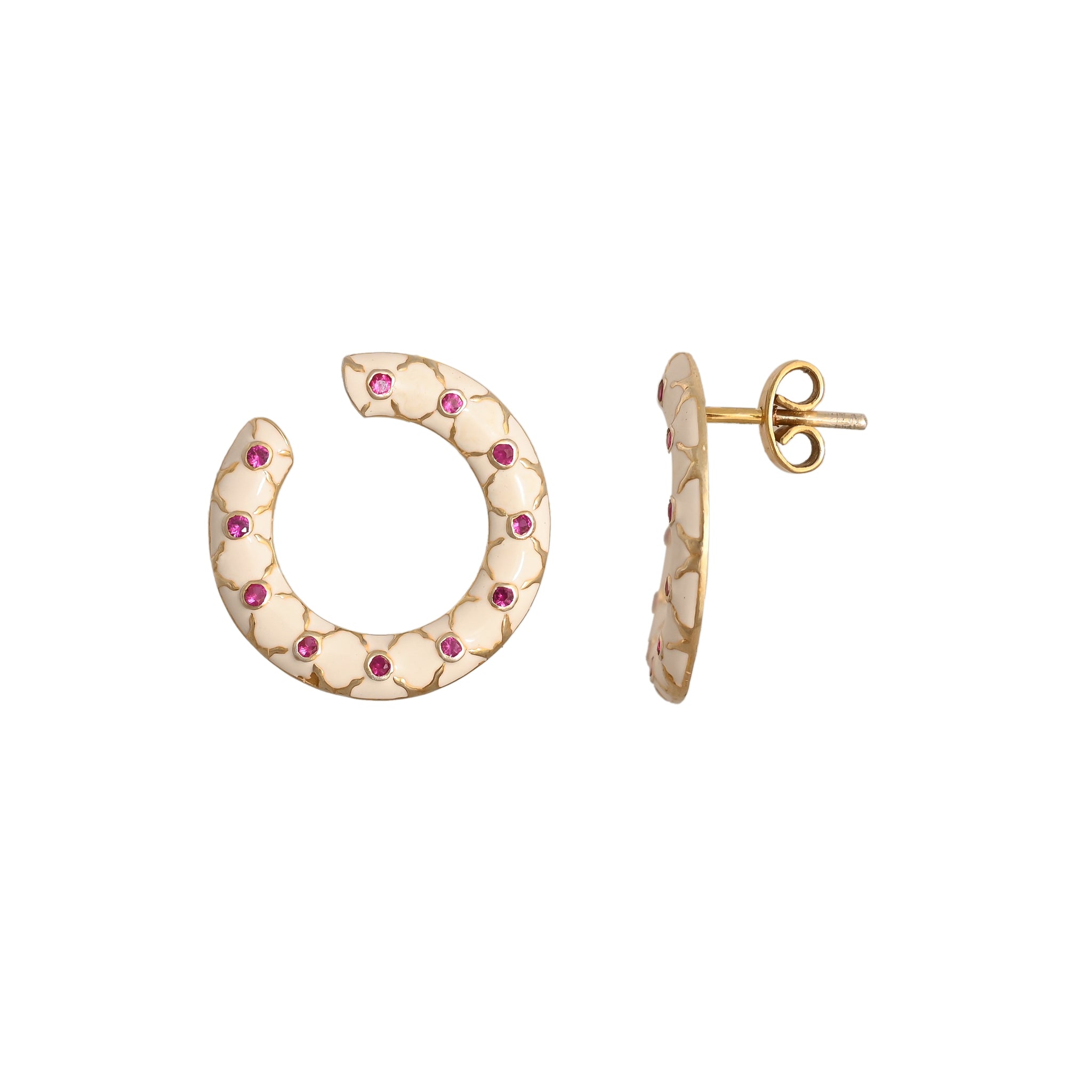 Orbit Enamelled Silver Hoops