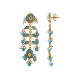 Gulnaar Turquoise Bloom Silver Chain Necklace Set