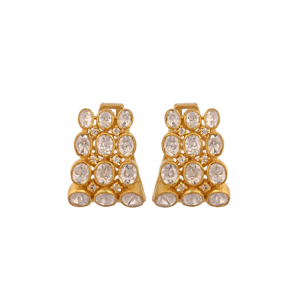 Aura Polki Silver Bali Earrings