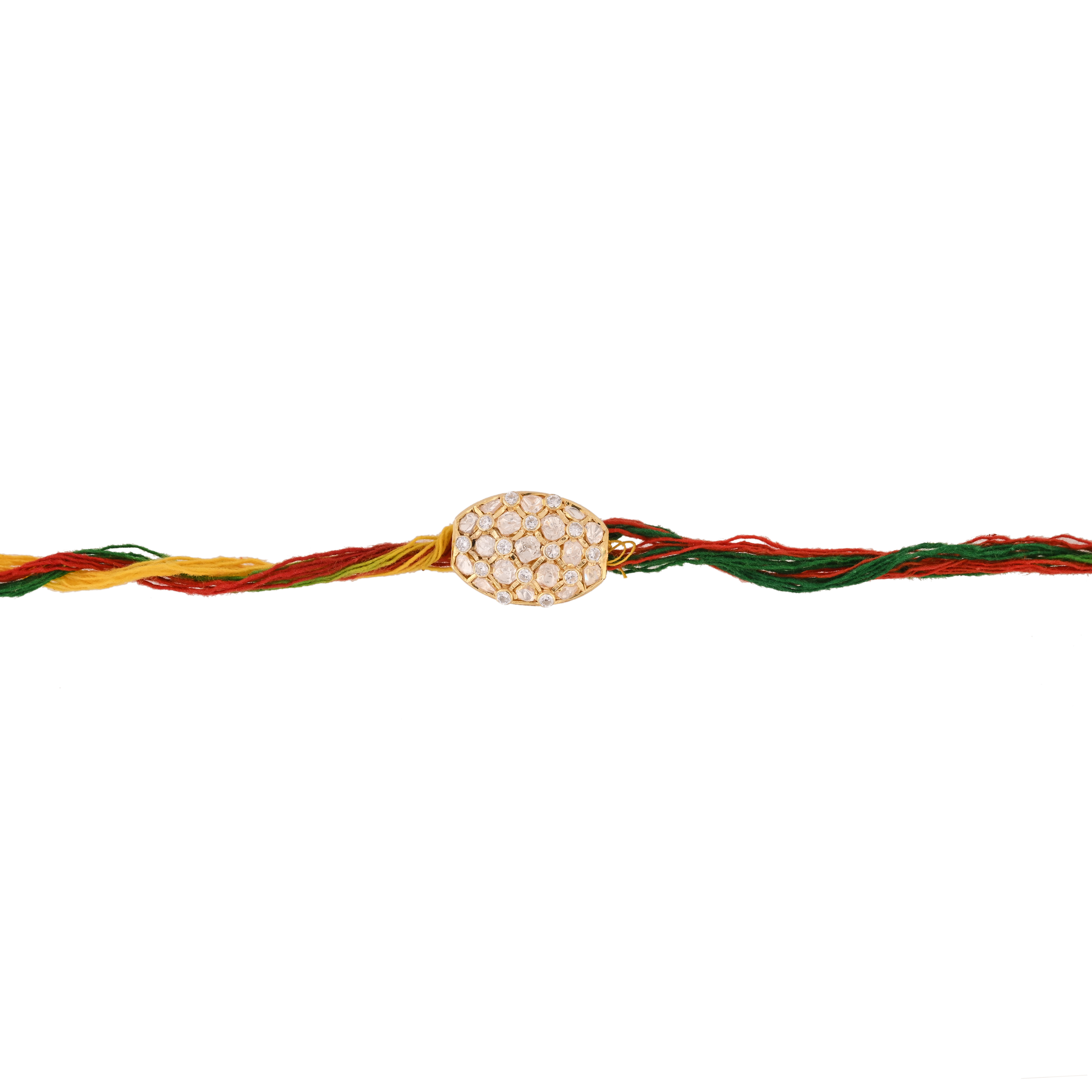 Oval Silver Polki Rakhi