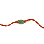 Oval Silver Emerald Rakhi