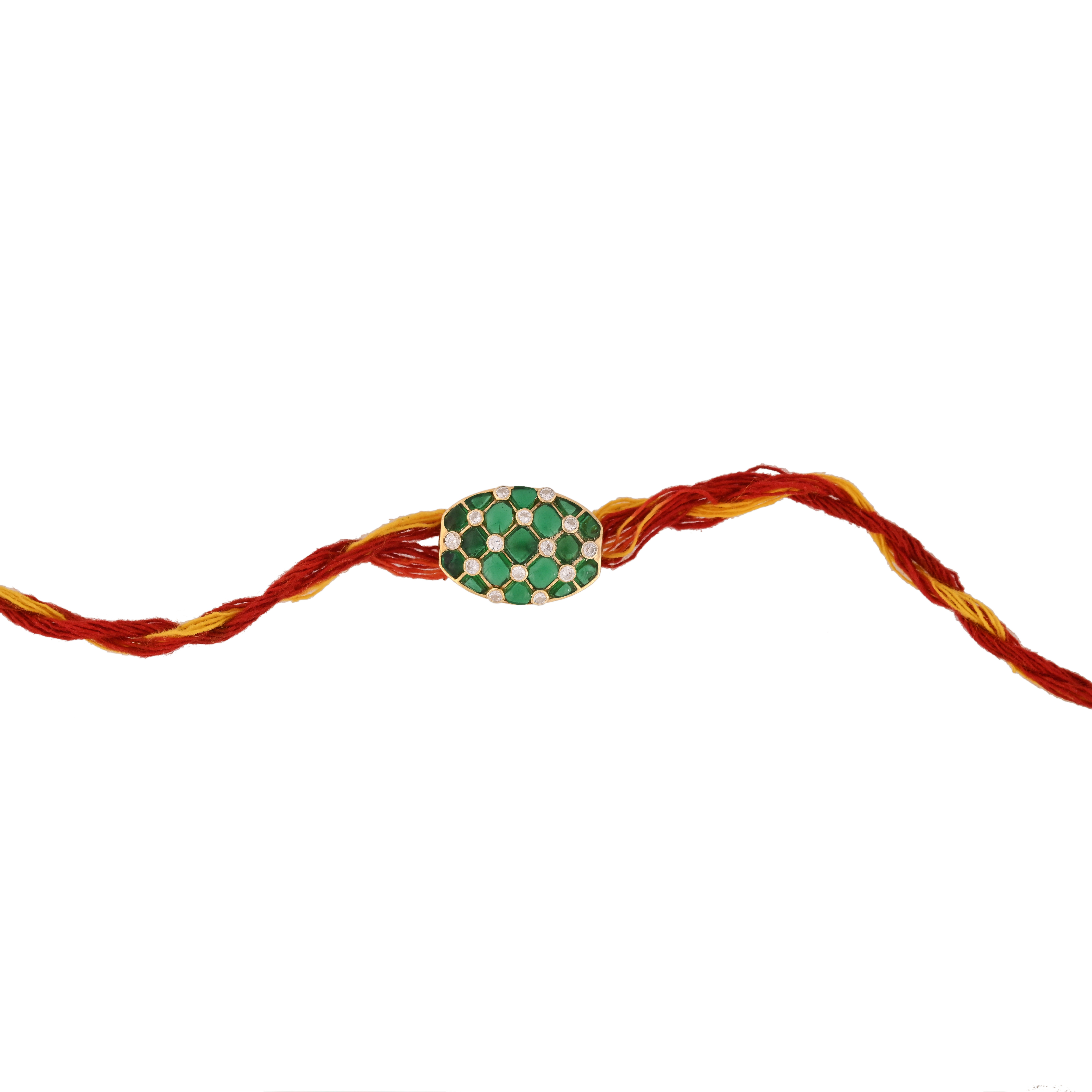 Oval Silver Emerald Rakhi