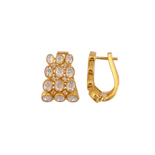 Aura Polki Silver Bali Earrings