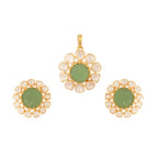 Russian Emerald & Polki Silver Pendant Set