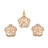 Noor Floral Polki Silver Pendant Set
