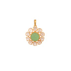 Russian Emerald & Polki Silver Pendant