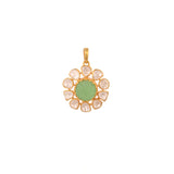 Russian Emerald & Polki Silver Pendant Set
