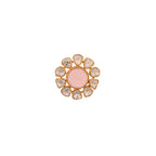 Rose Quartz Floral Polki Silver Pendant