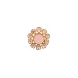 Rose Quartz Floral Polki Silver Pendant Set