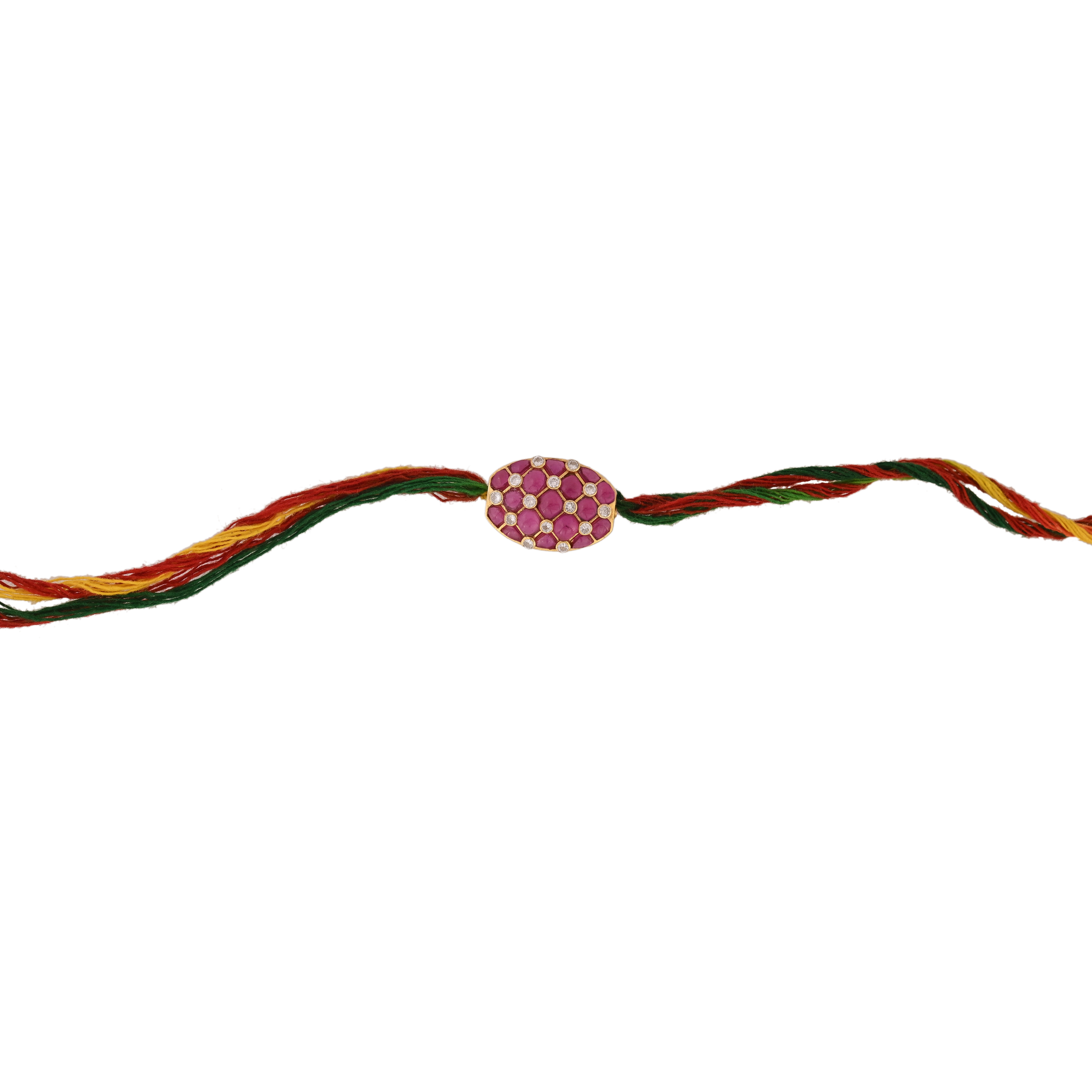 Oval Silver Ruby Rakhi
