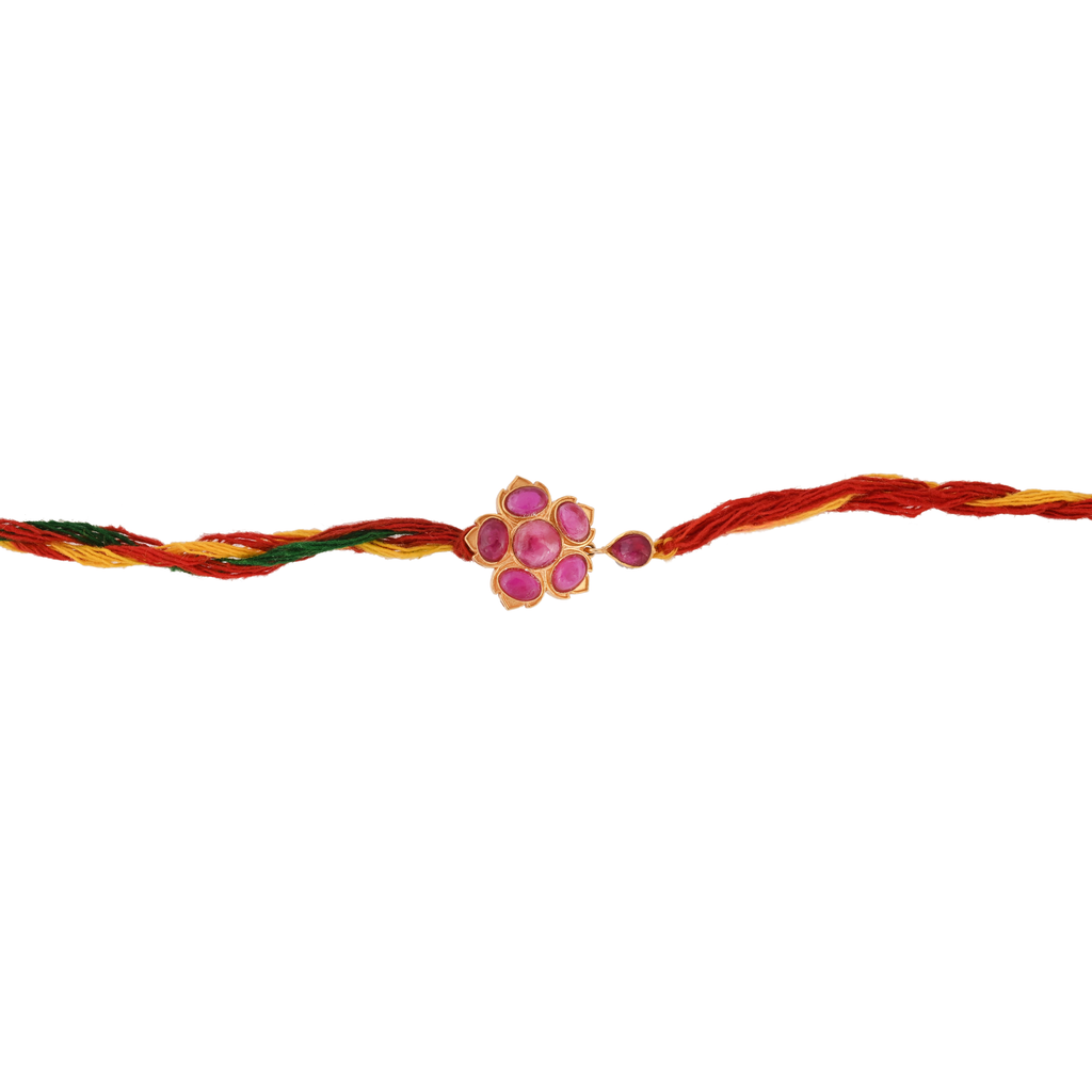 Floral Ruby Silver Rakhi