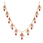 Gulnaar Ruby Bloom Silver Chain Necklace Set