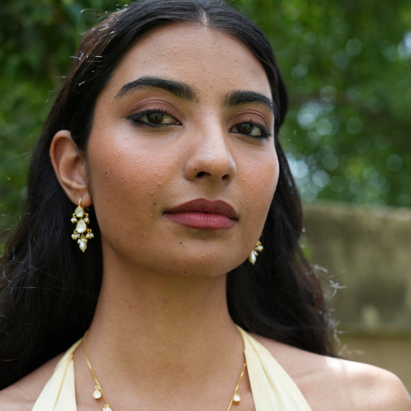 Raindrop Polki & Pearl Silver Earrings