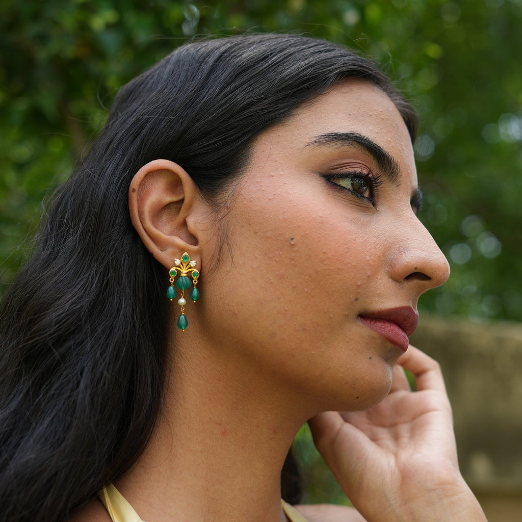 Emerald Meadow Silver Drop Earrings