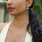 Emerald Waterfall Drop Silver Earrings