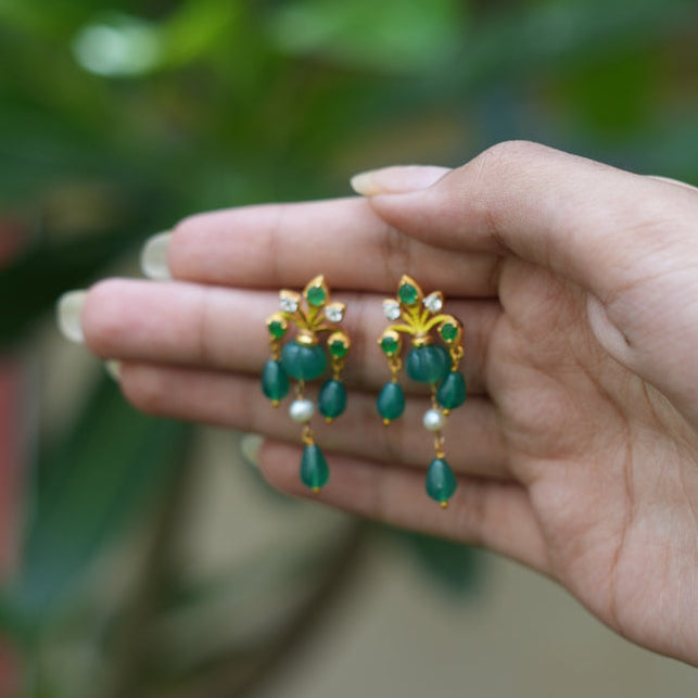 Emerald Meadow Silver Drop Earrings