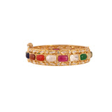 Navratna Polki Silver Bangle