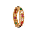 Navratna Polki Silver Bangle