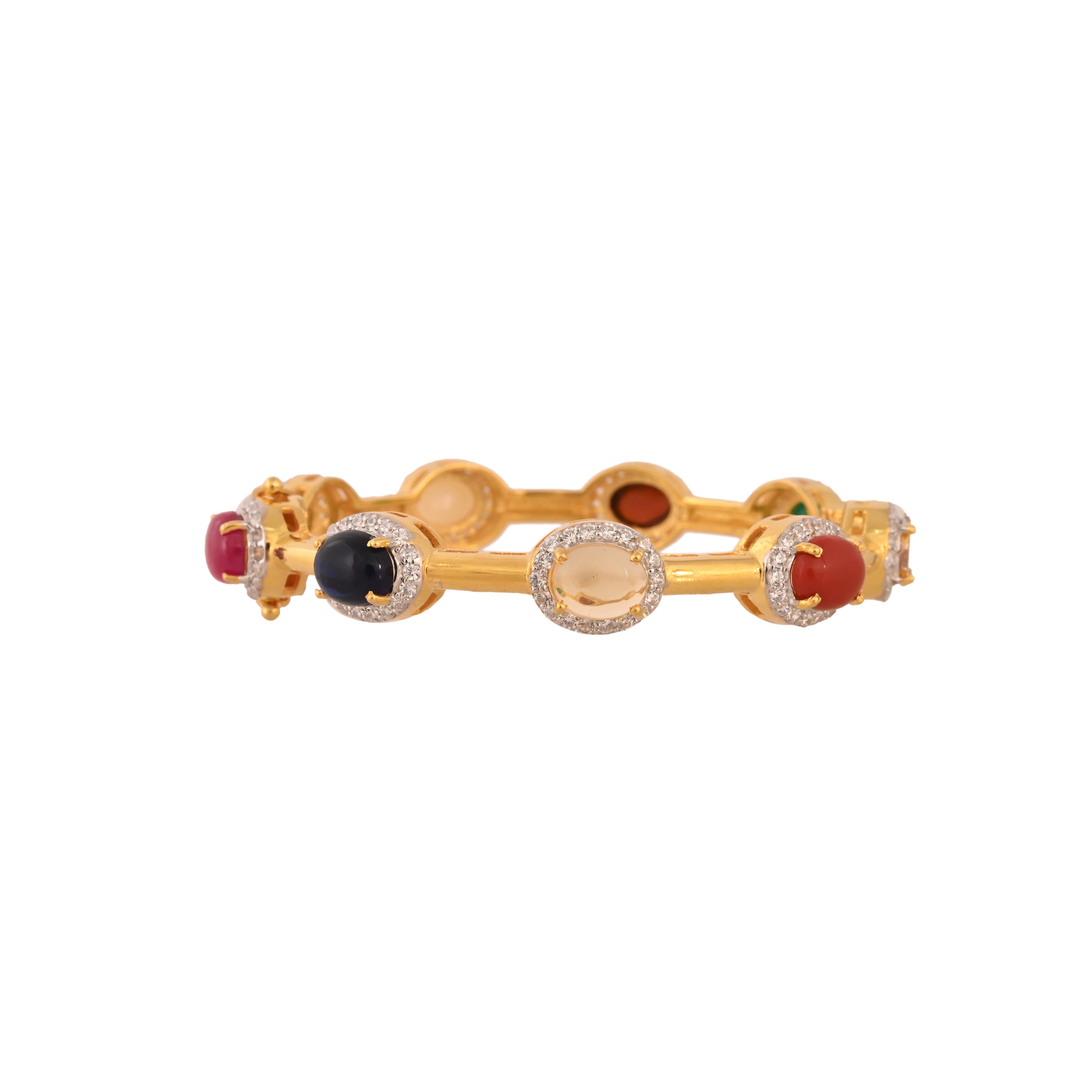 Navratna Silver Bangle