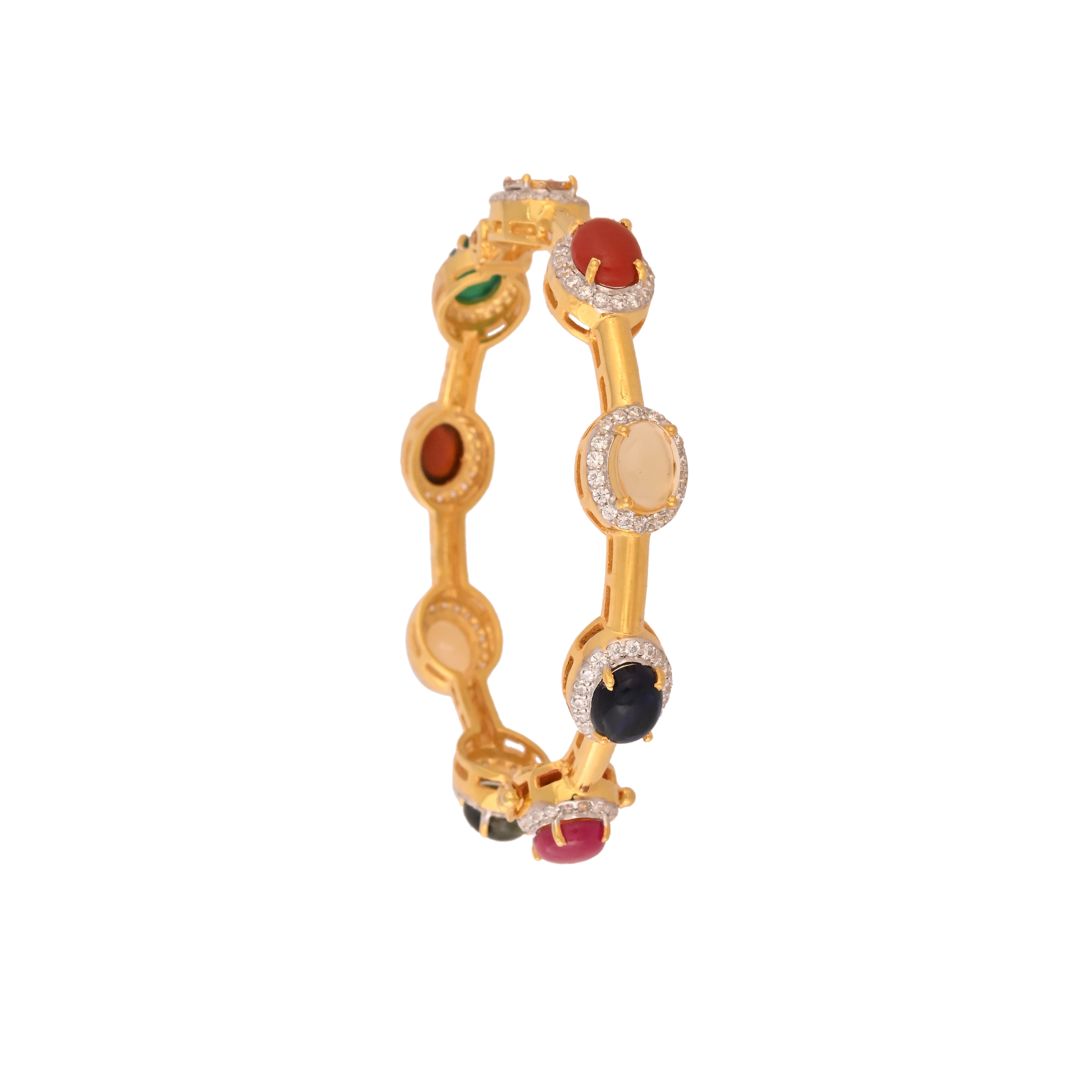 Navratna Silver Bangle