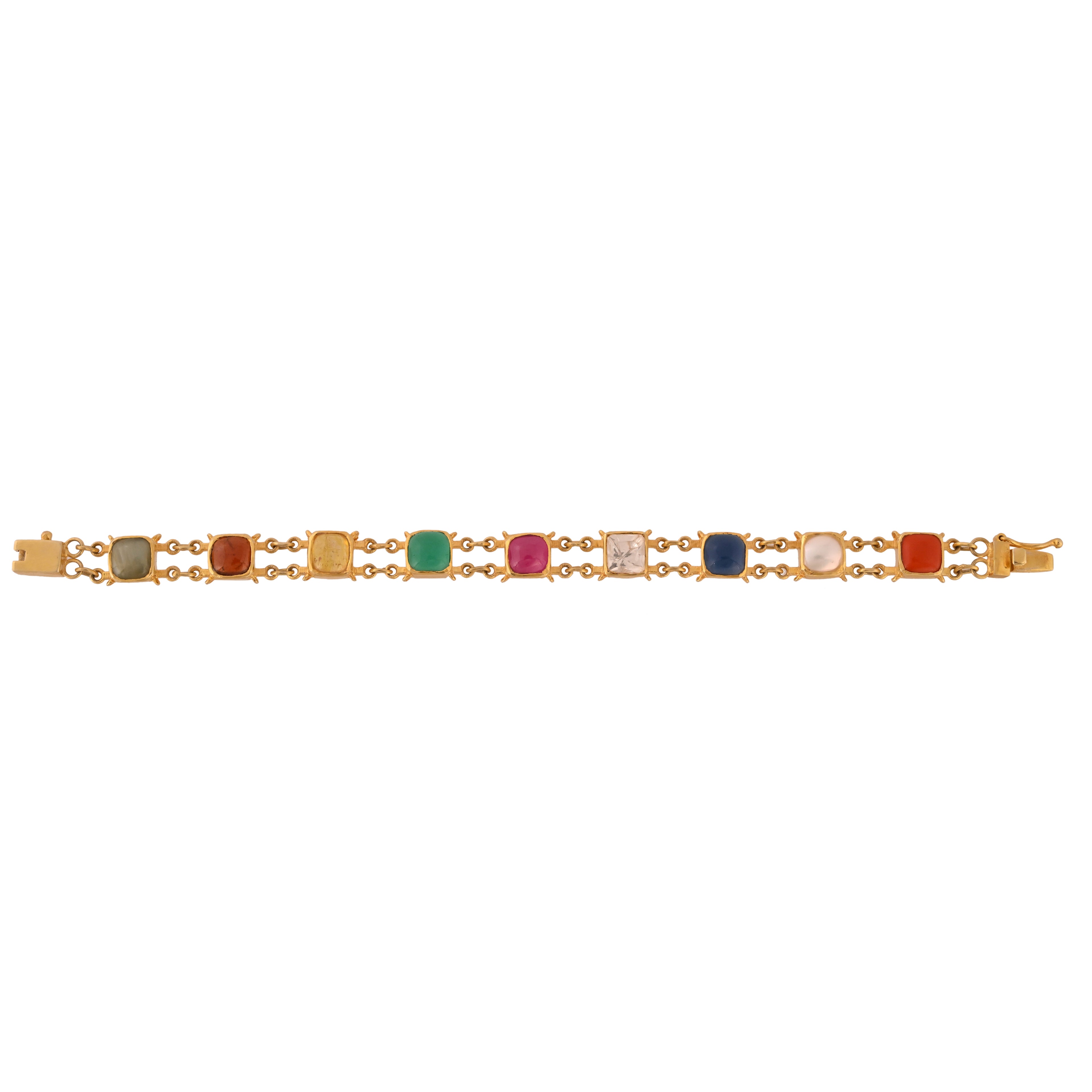 Navratna Silver Flexible Bracelet
