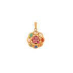 Navratna Round Silver Pendant Set
