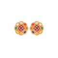 Navratna Round Silver Earrings