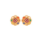 Navratna Round Silver Earrings